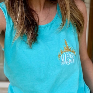 Cinderella Castle Tank Top, Disney Monogram Summer Tank, Comfort Colors Muscle Tank, Cinderella Princess Monogram for Women