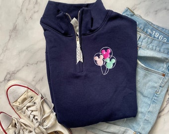 Disney Balloons Quarter Zip Sweatshirt Magic Balloons Mickey Mouse Sweatshirt