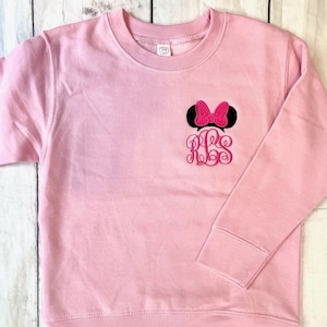 Toddler Disney Minnie Mouse Monogram/ Mickey Mouse Crewneck Sweatshirt, Disney, Kids, Boys or Girls Disney Pullover