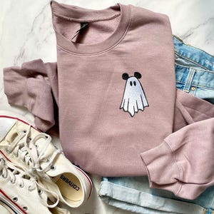 Disney Halloween Mickey Mouse Ghost Sweatshirt, Sand Mickey Halloween Crewneck Sweatshirts