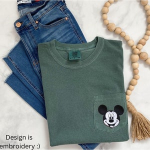 Vintage Mickey Mouse Comfort Colors Pocket Tee, Disney Comfort Colors Shirt