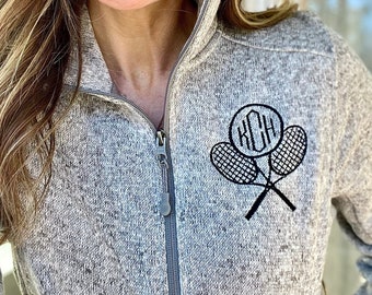 Tennis Monogram Jacket, Embroidered tennis racket jacket, tennis team jacket