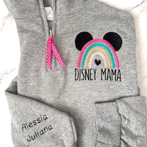 Disney Mama Rainbow Quarter Zip Sweatshirt, Disney Mom Sweatshirt, Mickey Mouse Mom, Minnie Mouse Ears Rainbow Jacket, Disney Mommy Pullover
