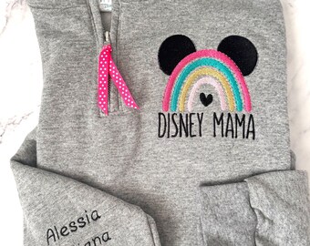 Disney Mama Rainbow Quarter Zip Sweatshirt, Disney Mom Sweatshirt, Mickey Mouse Mom, Minnie Mouse Ears Rainbow Jacket, Disney Mommy Pullover