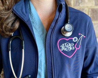Veste d'infirmière personnalisée monogramme stéthoscope Soft