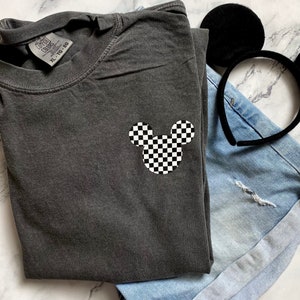 Retro Disney Mickey Mouse Checkered Shirt, Vintage Black and White Disney Comfort Colors Shirt