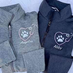 Vet Tech personalized jacket veterinarian office jacket embroidered custom vet jacket paw print jacket ladies DVM jacket