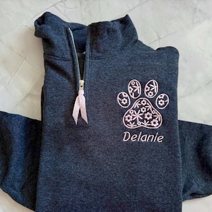 Personalized Vet Flower Paw Sweatshirt Stethoscope Quarter Zip, Vet Tech embroidery, RVT pullover, Animal Rescue jacket, paw print name