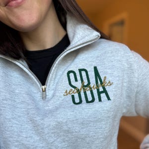 School Mascot Embroidered Quarter Zip Sweatshirt, School Name Personalized Sweatshirt, Teacher Quarter Zip, School Spirit Quarter Zip