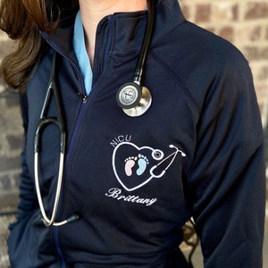 NICU Nurse Jacket, Personalized Baby Feet Nurse Jacket with Name
