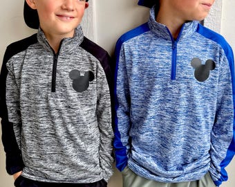 Boys Mickey Mouse Athletic Quarter Zip, Youth Boy Disney Dri Fit Sweatshirt Pullover
