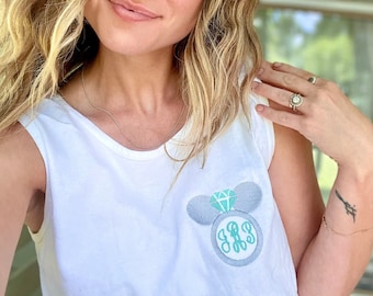 Canotta con monogramma &quot;Sposa Disney&quot; e scritta &quot;Fedele&quot;, canotta Comfort Colors con monogramma &quot;Fede nuziale Topolino&quot;, maglietta estiva Disney per addio al nubilato