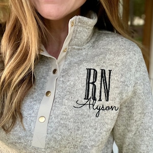 Personalized RN Sweater, Charles River RN Pullover, Nurse Sweatshirt, Custom Nurse Gift