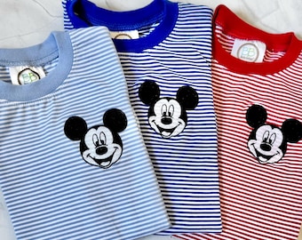 Kids Mickey Mouse Stripe Shirt, Toddler Disney Short Sleeve Shirt, Matching family Disney shirts, boys Disney shirt