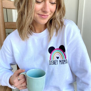 Disney Mama Crew Neck Sweatshirt, Rainbow Disney Mom Sweatshirt, Disney Mommy Sweatshirt, Rainbow Mickey Mouse Crewneck