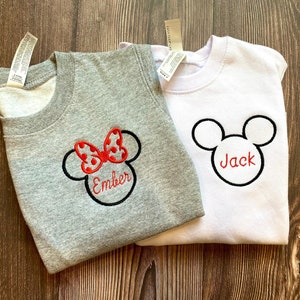 Boy and Girl Toddler Disney Name Sweatshirts, Personalized Disney Toddler Sweatshirts, Minnie Mouse and Mickey Mouse Toddler