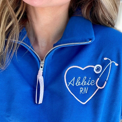 Nurse Stethoscope Name Sweatshirt Zip Up Quarter Zip Etsy