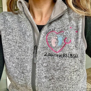 NICU or L&D Pediatric Nurse Personalized Name Vest from Charles Rivers for Women