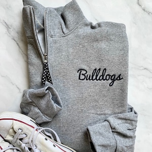 Custom School Mascot Quarter Zip Sweatshirt, University Team Sweatshirt, College Custom Apparel, High School Team Sweatshirt