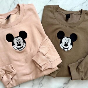 Disney Sweatshirt, Mickey Mouse Sweatshirt, Disney Embroidered Mickey Crewneck Sweatshirt, Center Chest embroidery Mickey Mouse