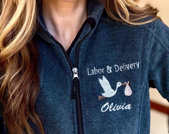 Chaqueta de enfermera de trabajo de parto y parto, chaqueta de enfermera de Stork L&D, chaqueta de enfermera de UCIN, chaqueta para madres y bebés