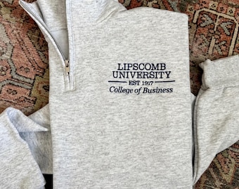 Embroidered University Quarter Zip Sweatshirt Custom College Shirt Personalized School Sweatshirt University Sweatshirt Personalized College