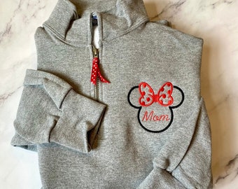 Sweat-shirt avec fermeture éclair quart Minnie Mouse pour maman Disney Sweat-shirt pour maman royaume magique brodé Sweat-shirt maman disney personnalisé Sweat-shirt Minnie Mouse personnalisé