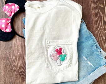 Disney Balloons Shirt Mickey Mouse Balloons Comfort Colors Pocket Tee