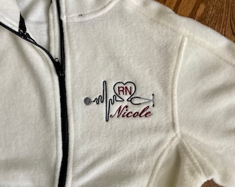Medical Nurse Full Zip Personalized Fleece Jacket for Women, RN