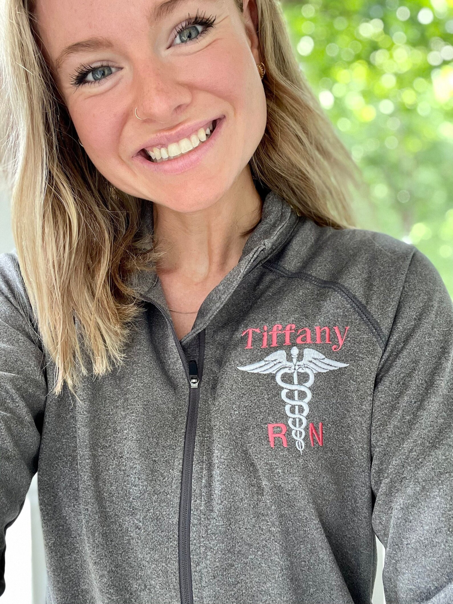 Ladies Personalized Healthcare Jacket Caduceus Nurse Etsy UK