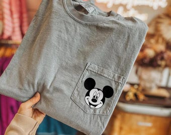 Disney Shirt Vintage Mickey Mouse Comfort Colors Pocket Tee Disney Comfort Colors T-Shirt