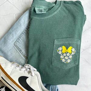 Vintage Flower Mickey Mouse Comfort Colors Pocket Tee, Disney Comfort Colors Shirt
