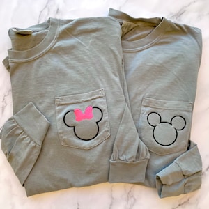 Minnie and Mickey Mouse Long Sleeve Comfort Colors Shirts, Mom and Dad Disney Shirts
