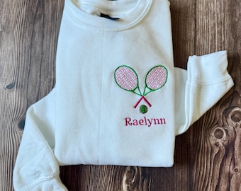 Youth Girls Tennis Sweatshirt, Tennis Team Personalized Sweatshirts
