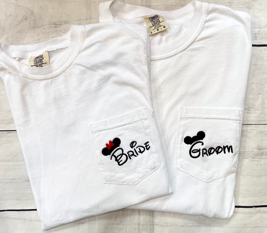 Disney Bride and Groom Matching Shirts, Disney Wedding His and Hers Shirts, Comfort Colors short sleeve tee, Disney Engagement Honeymoon