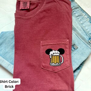 Disney Beer Shirt Mickey Mouse Drinking Shirt Dad pocket tee comfort colors disney shirt image 8