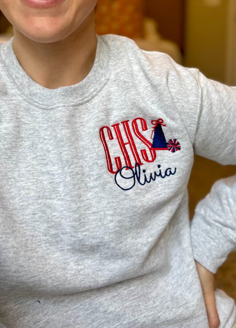 Personalized Cheer Sweatshirt, School Spirit Embroidered Crewneck ...