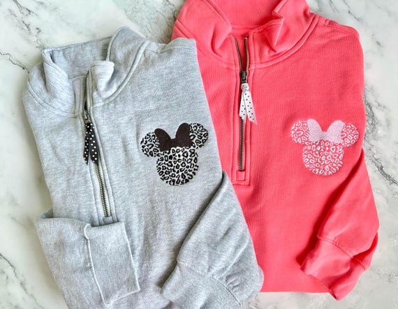 Leopard Minnie Mouse Quarter Zip Sweatshirt, Cheetah Disney