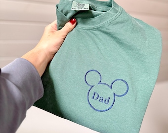 Disney Dad Comfort Colors Embroidered Mens Mickey Short Sleeve T-Shirt