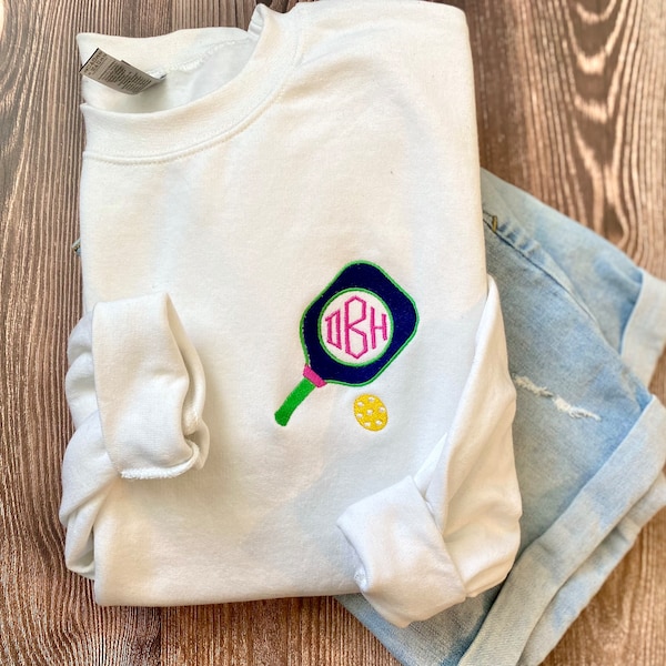 Pickleball Monogram Sweatshirt, Ladies Monogrammed Pickleball Sweatshirt