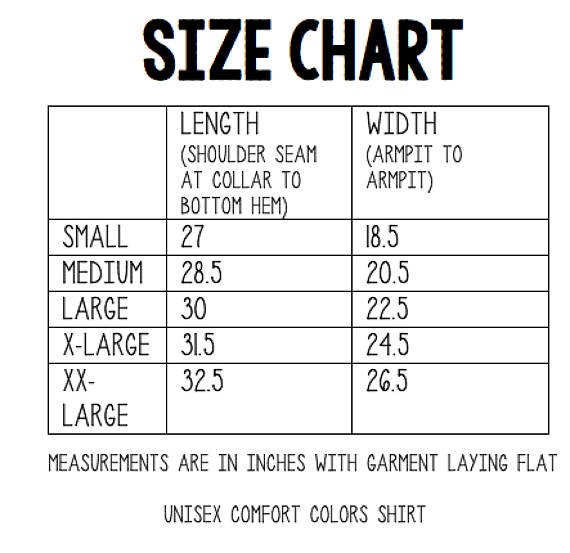 Comfort Colors Tank Top Size Chart