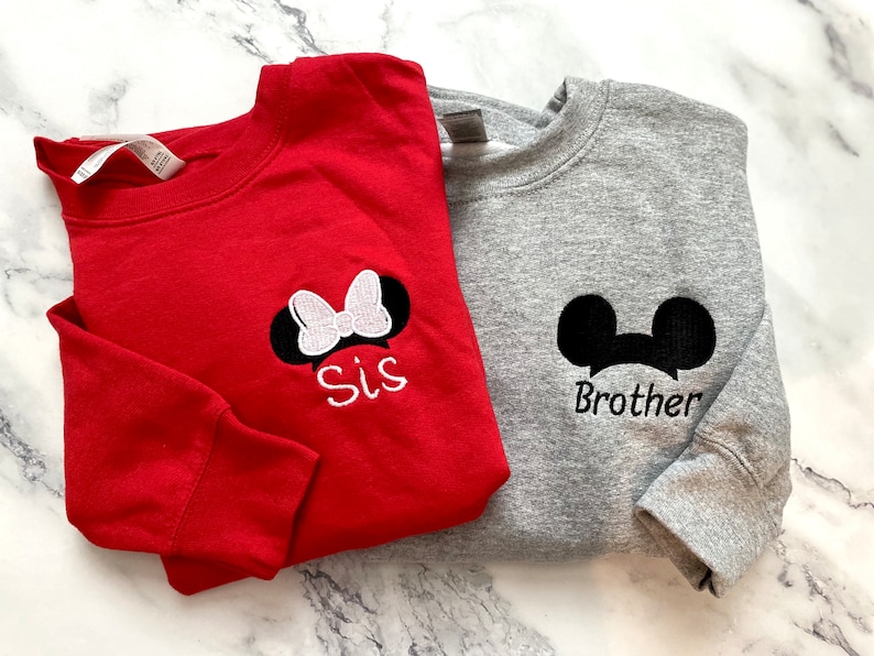 Matching Brother Sister Toddler Disney Name Sweatshirts Etsy