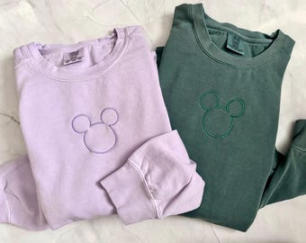 Sudadera Disney con bordado de Mickey Mouse, monocromática, colores cómodos de Disney, sudadera monocromática sencilla de Disney