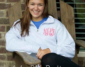 Monogram Quarter Zip, Monogram Fleece Pullover, Monogram Sweatshirt, Monogram Pullover with ribbon