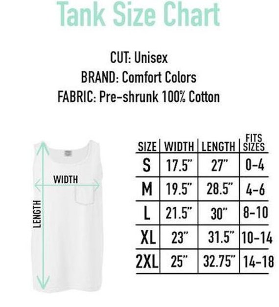 Comfort Colors Tank Top Size Chart