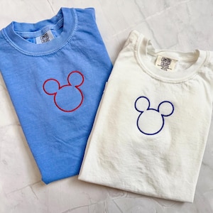 Boys Mickey Mouse Shirt, Boys Disney comfort Colors Shirt, simple embroidered boys mickey shirt