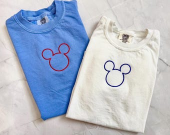 Boys Mickey Mouse Shirt, Boys Disney comfort Colors Shirt, simple embroidered boys mickey shirt