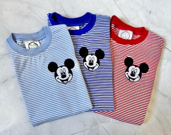 Camisa de rayas de Mickey Mouse para niños, camisa de manga corta Disney para niños pequeños, camisas Disney familiares a juego, camisa Disney para niños