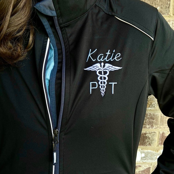 Personalized Caduceus Full Zip Jacket: Custom Medical Apparel