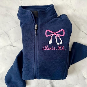Nurse Bow Jacket, Stethoscope Bow Nurse Jacket, RN Personalized Jacket